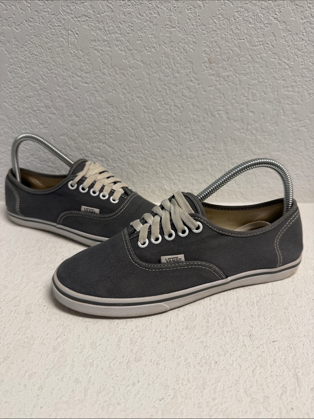 Vans Low-Top Canvas Sneakers in Charcoal with White Laces W 7.5 M6